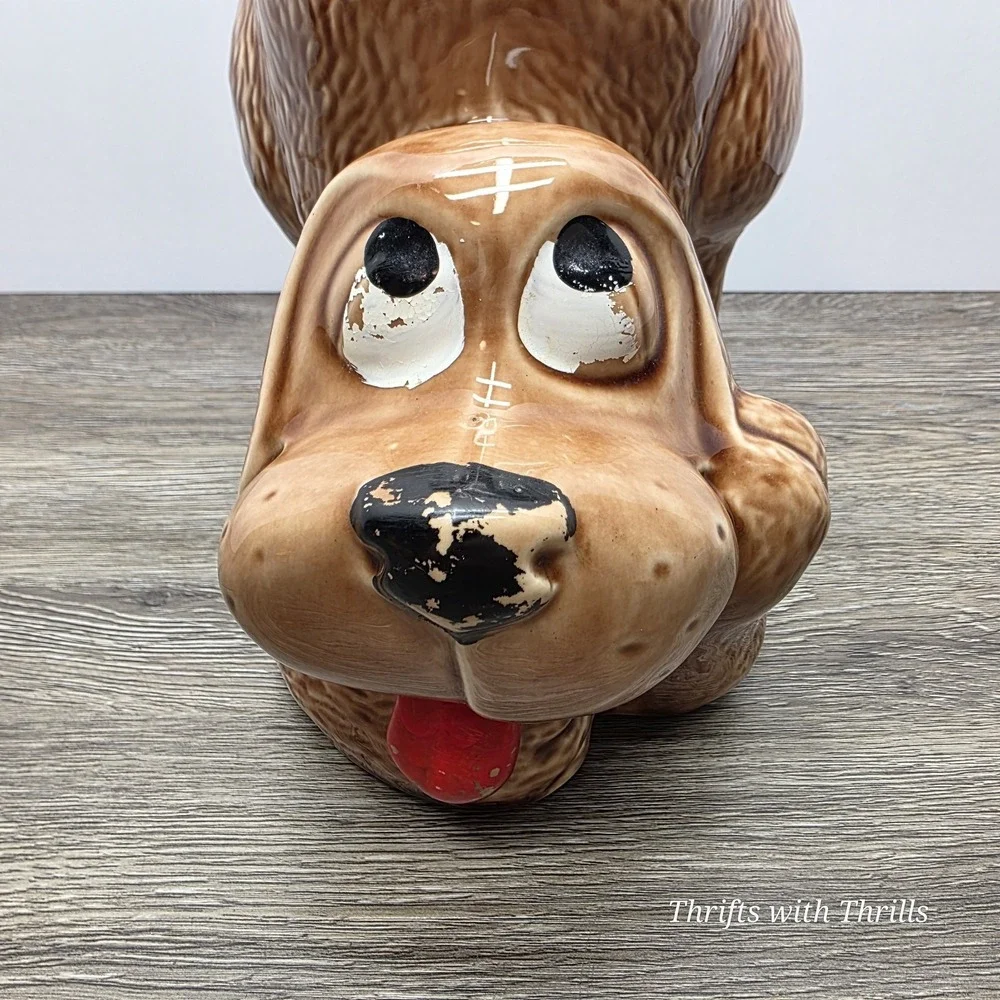 Vintage McCoy Brown Hound Dog Cookie Jar #0272 Canister